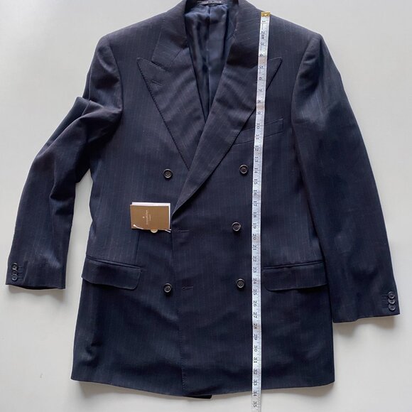 Ermenegildo Zegna (NWT) Men’s Dark Charcoal Pinstripe Wool Blazer Jacket Size L - Picture 8 of 11